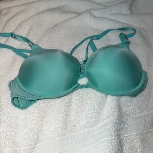 Victoria’s Secret Strappy Back Push Up Padded Bra Front Closure Teal 36B